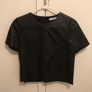MANGO faux leather top